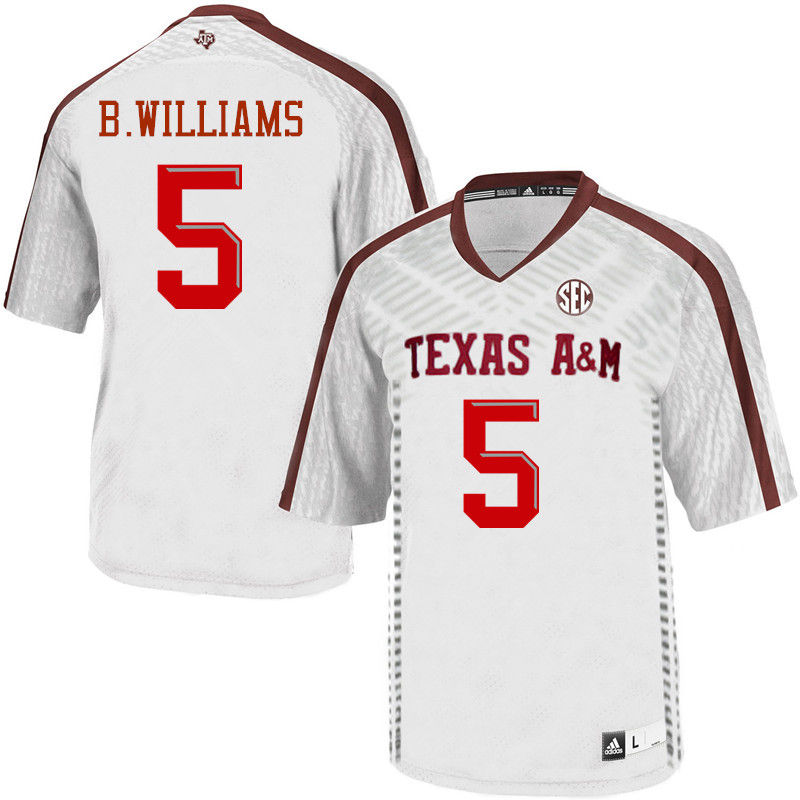 Men #5 Brandon Williams Texas A&M Aggies College Football Jerseys-White - Click Image to Close